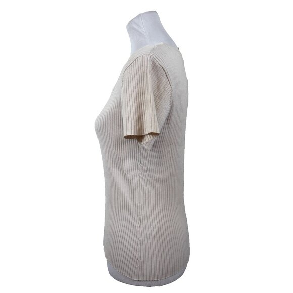 August Silk M Medium Square Neck Ribbed Fitted Stretch Baby Top Y2K Grunge 90s - Picture 3 of 6